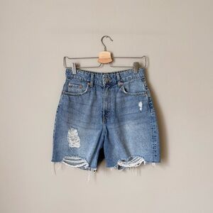 {H&M} Distressed Blue Jean Bermuda Shorts